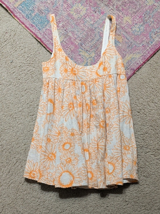 Urban Outfitters Orange & Cream Mini Dress with Subtle Peach Trim Women's Small