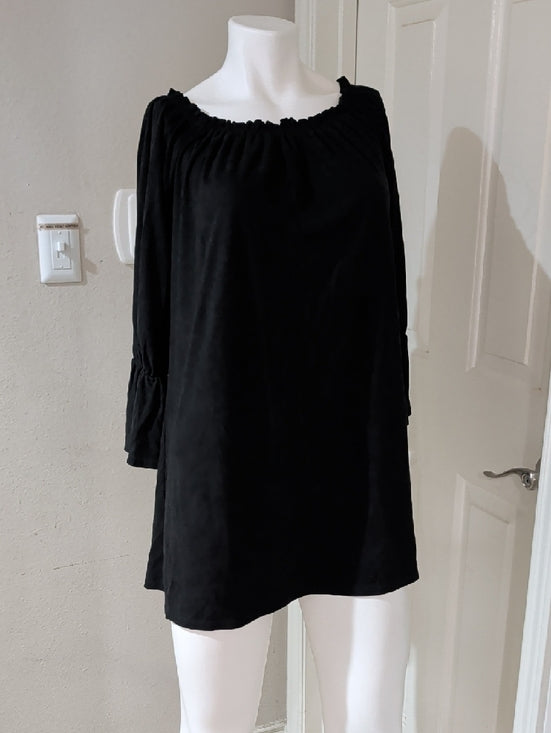 Very J Black Off-Shoulder Velveteen Mini Dress Women's Medium