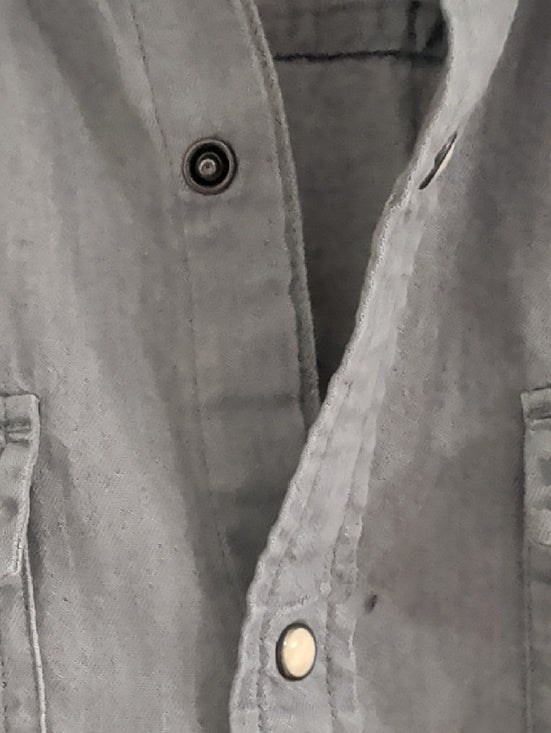 Jack & Jones Men's Gray Denim Peal Snap Button-Front Shirt Western Retro Large