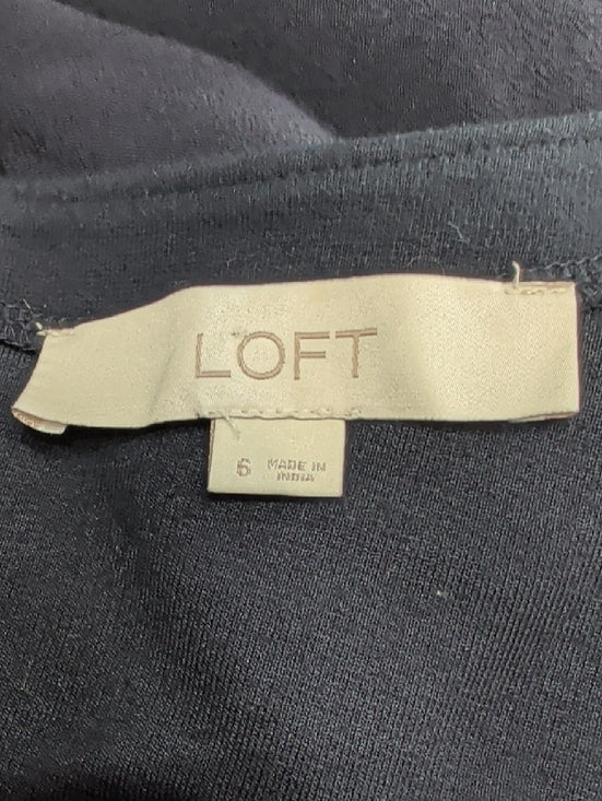 LOFT Dark Blue Long-Sleeve A-Line Dress with Eyelet Cut-Out Sleeve Detail Size 6