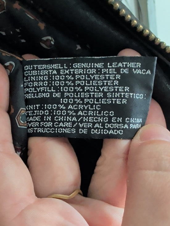 Vintage Black Leather Bomber Jacket with Ribbed Cuffs Men's XL