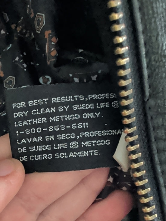 Vintage Black Leather Bomber Jacket with Ribbed Cuffs Men's XL