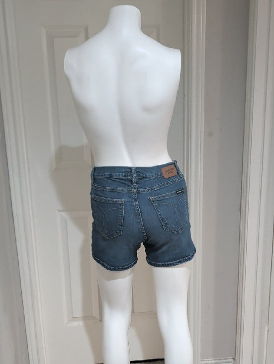Calvin Klein Jeans Mid-Rise Washed Blue Denim Shorts Women's 25