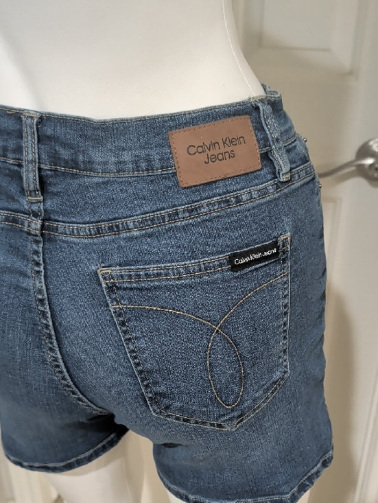 Calvin Klein Jeans Mid-Rise Washed Blue Denim Shorts Women's 25