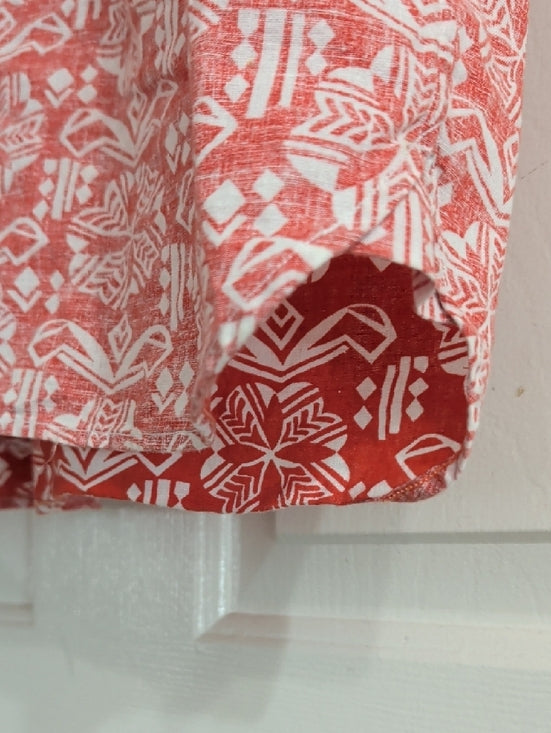 Jack Spade Coral and White Short-Sleeve Button-Down Shirt Men's Medium