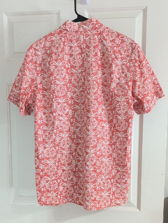 Jack Spade Coral and White Short-Sleeve Button-Down Shirt Men's Medium