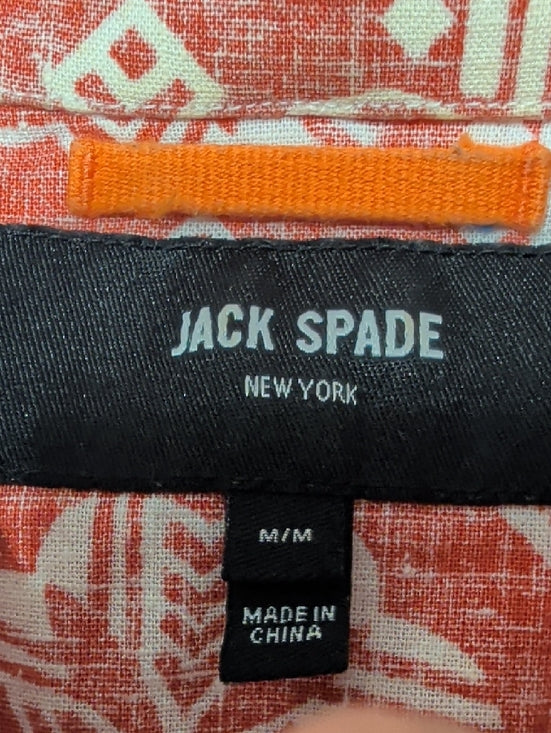 Jack Spade Coral and White Short-Sleeve Button-Down Shirt Men's Medium