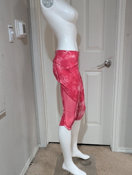 Lululemon Pink Tie-Dye Active Capri Leggings Mesh Zipper Pocket Large