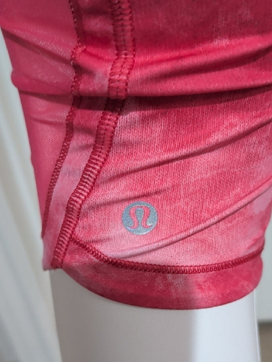 Lululemon Pink Tie-Dye Active Capri Leggings Mesh Zipper Pocket Large