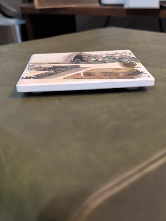 Decorative Canvas Art Handmade Coaster - Neutral Still Life with Eucalyptus MCM