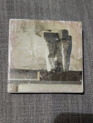 Abstract Neutral Toned Home Art Tile Coaster- Beige and Gray Handcrafted