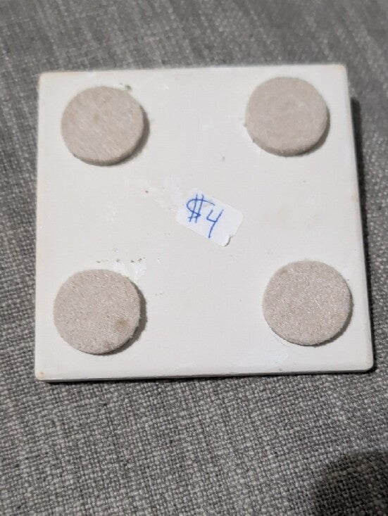 Decorative Ceramic Tile Coaster with Neutral Living Room Print Handcrafted