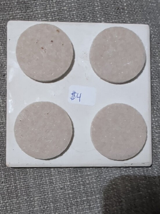 Modern Abstract Sculpture Art Tile Coaster - Neutral Stone Tones Handcrafted