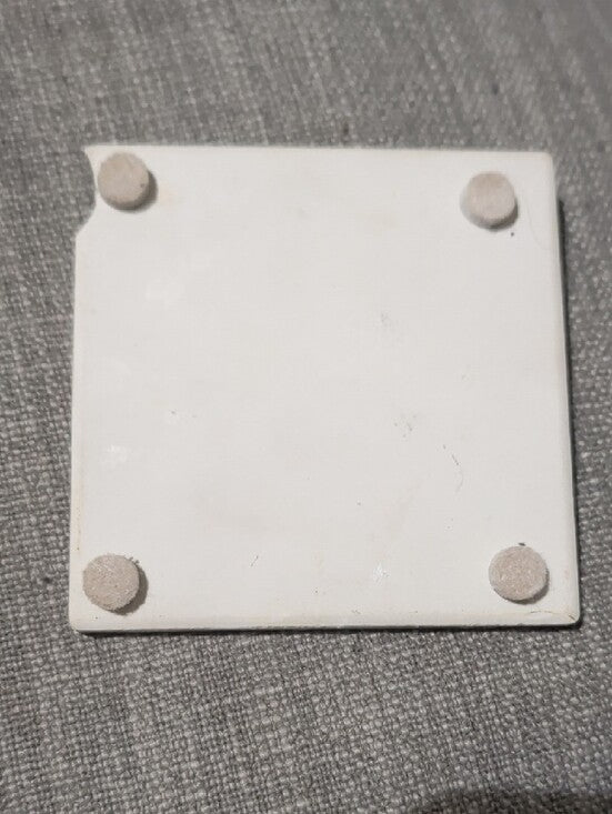 Decorative Ceramic Tile Coaster with Bonsai Print - Brown & Tan Handcrafted