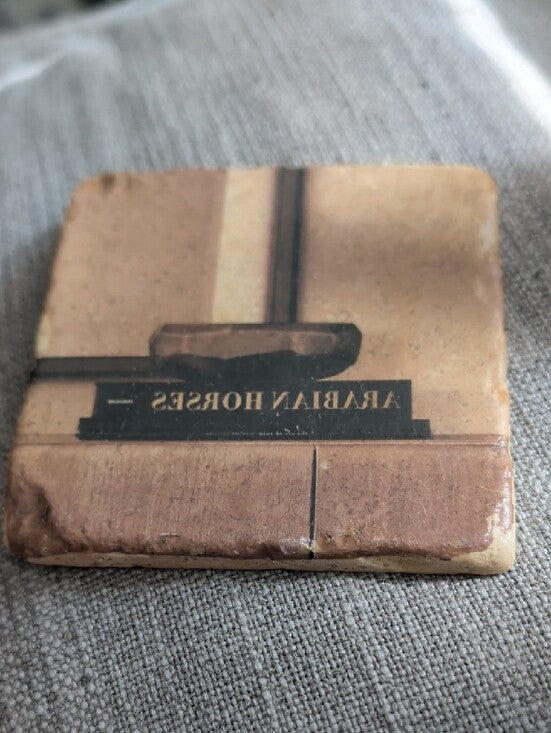 Arabian Horses Vintage Coaster - Brown & Tan Handcrafted