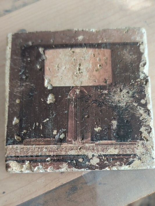 Abstract Brown & Tan Stone Accent Coaster - Handcrafted