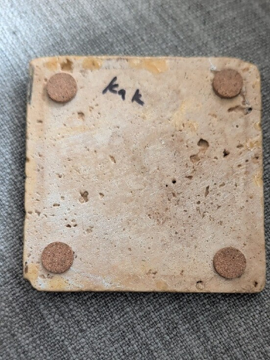Vintage-Inspired Beige Ceramic Vase Stone Coaster - Handcrafted