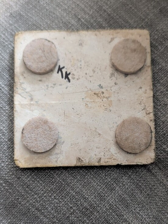 Abstract MCM Distressed Square Stone Coaster - Handcrafted