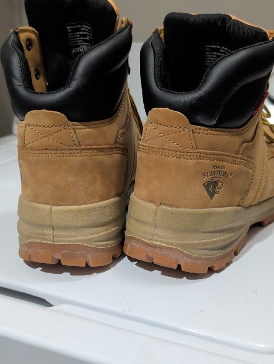 Herman Men's Tan Steel Toe Work Boots with Padded Collar and Lace-Up Support 14W