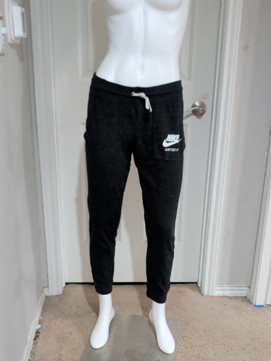 Nike Dark Gray Ankle Sweatpants with White Logo Women's Medium