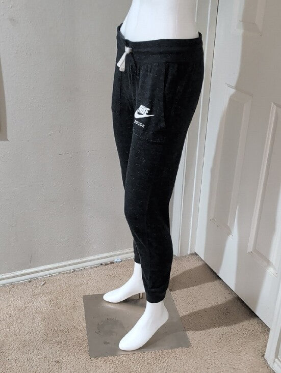 Nike Dark Gray Ankle Sweatpants with White Logo Women's Medium