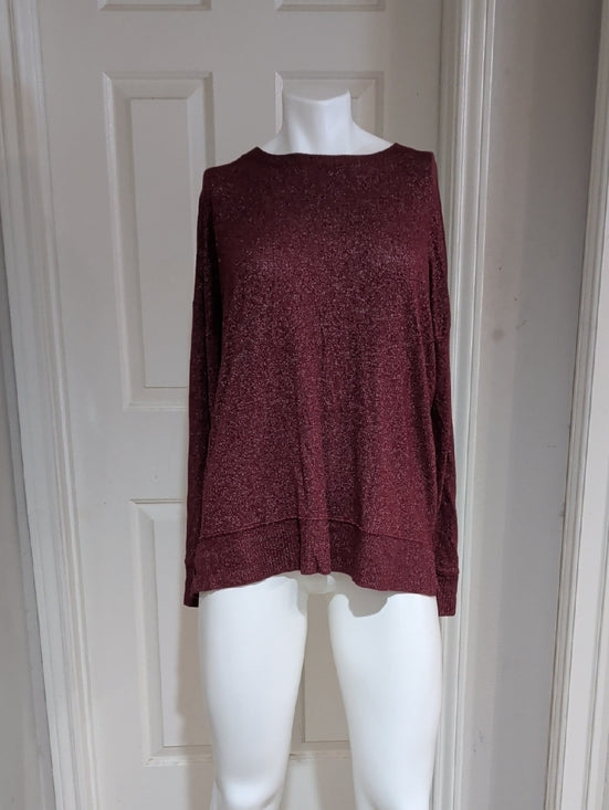 Time and Tru Women's Wine Long-Sleeve Top size Medium