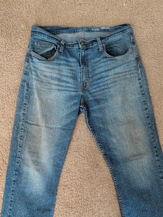 George Men's Blue Straight Jeans with Faded Wash 32x32