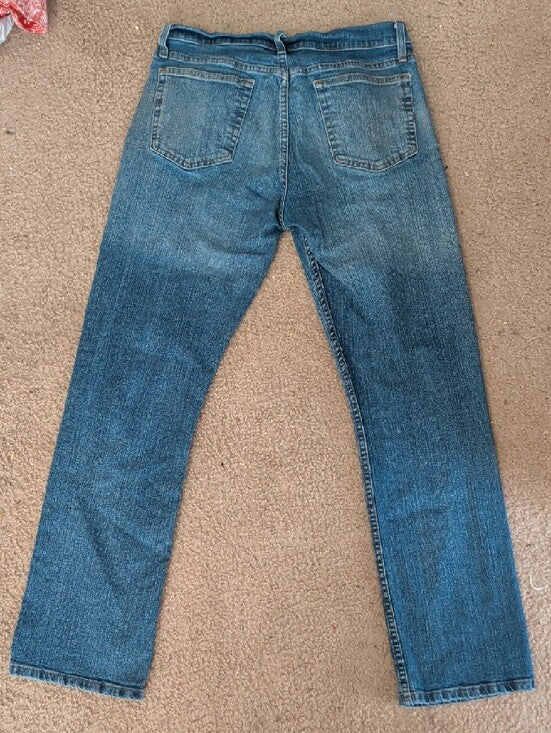 George Men's Blue Straight Jeans with Faded Wash 32x32