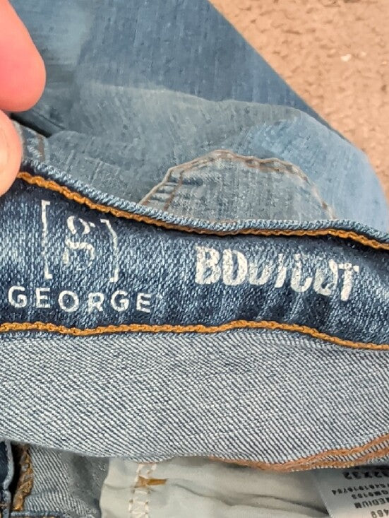 George Men's Blue Straight Jeans with Faded Wash 32x32