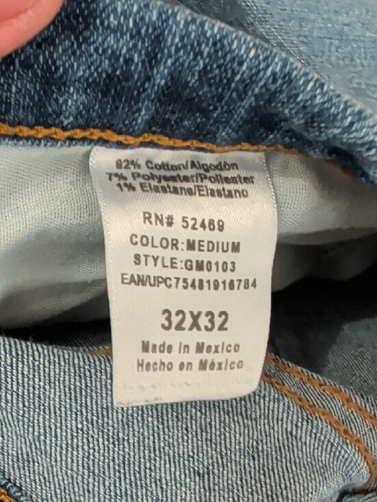 George Men's Blue Straight Jeans with Faded Wash 32x32