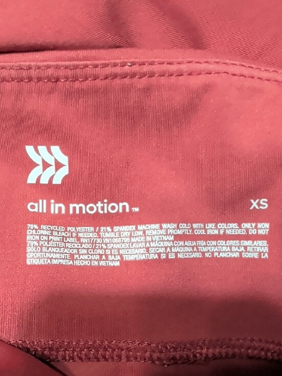 All In Motion Burgundy High-Waist Sculpting Leggings w/ Pockets XS