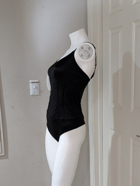 Sofia Shapeware Sleek Black Satin Bodysuit XL New