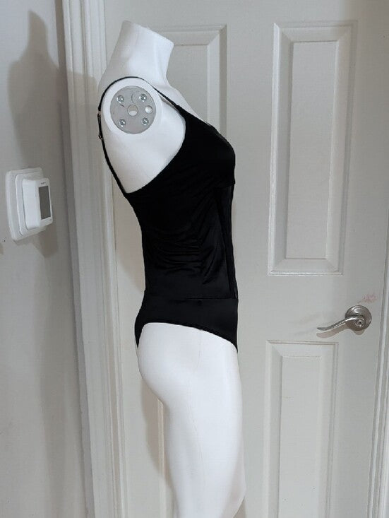 Sofia Shapeware Sleek Black Satin Bodysuit XL New