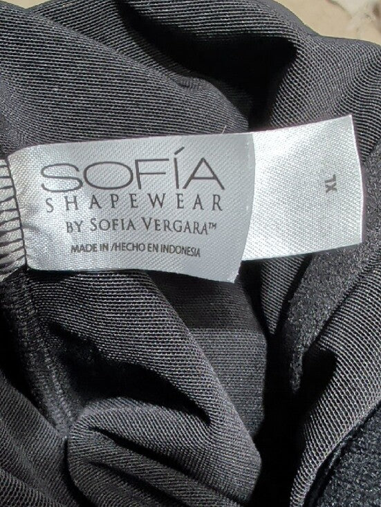 Sofia Shapeware Sleek Black Satin Bodysuit XL New