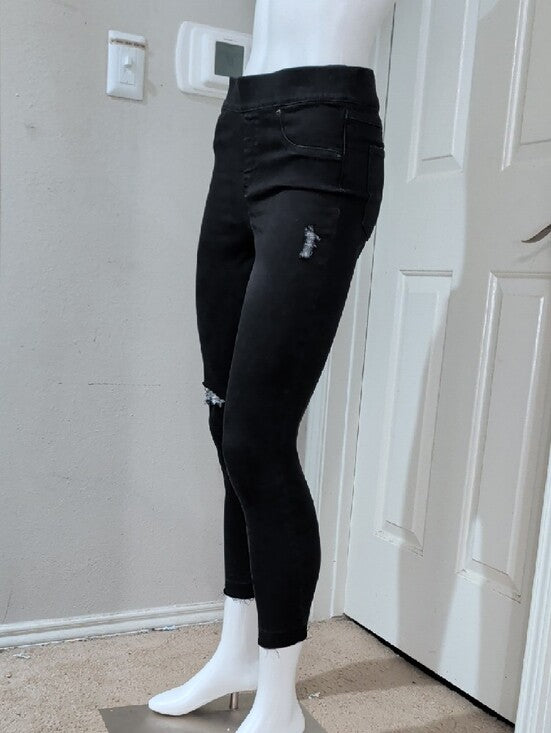 SPANX Black Distressed High-Rise Shaping Jeggings Size MP