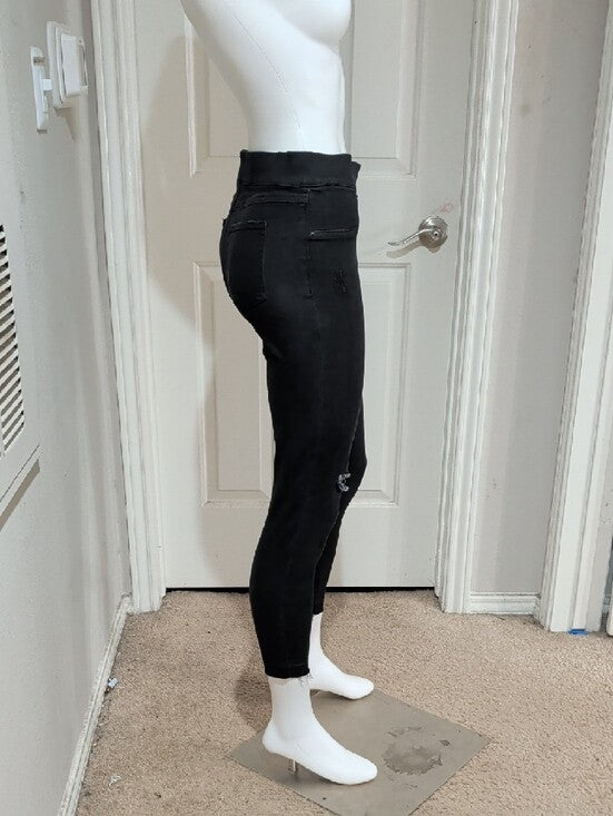 SPANX Black Distressed High-Rise Shaping Jeggings Size MP