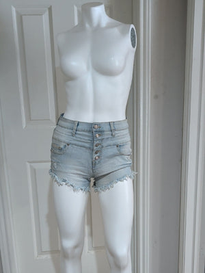 Women’s Light Blue High-Rise Distressed Denim Shorts Size 5