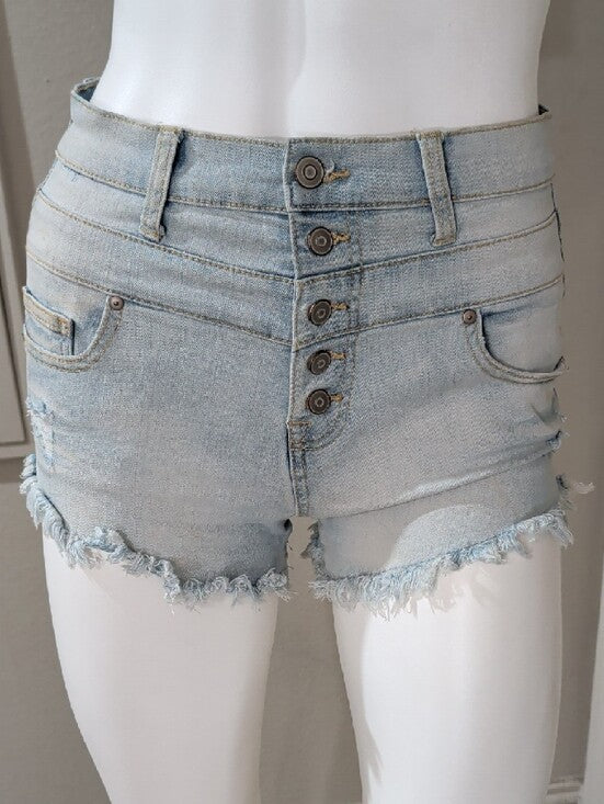 Women’s Light Blue High-Rise Distressed Denim Shorts Size 5