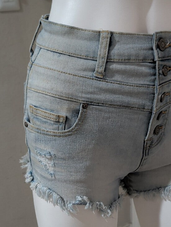 Women’s Light Blue High-Rise Distressed Denim Shorts Size 5