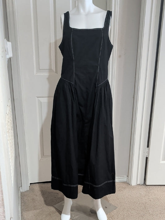 NWT Free Assembly Black Square Neck Midi Dress with Contrast Stitching XL(16-18)