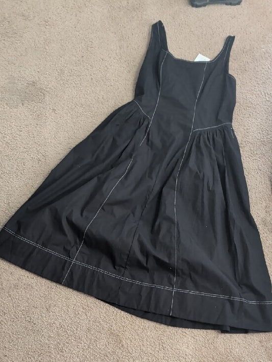 NWT Free Assembly Black Square Neck Midi Dress with Contrast Stitching XL(16-18)