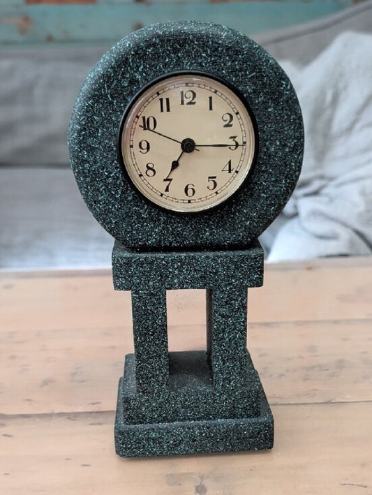 Retro Speckled Green Faux Stone Clock