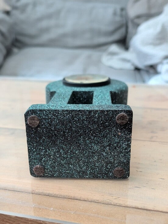 Retro Speckled Green Faux Stone Clock