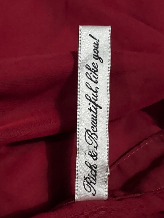Vintage Sleeveless Burgundy Button-Front Mini Dress with Belt Women's S