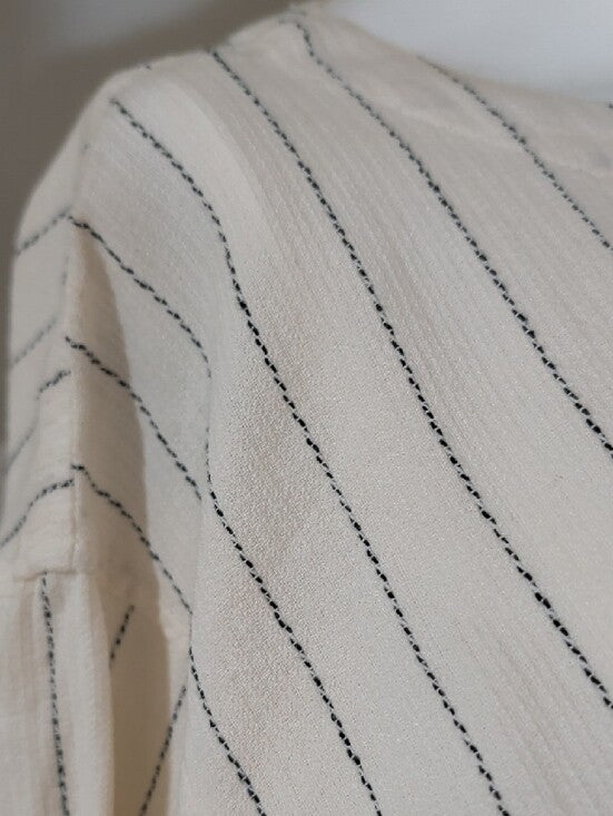 Eileen Fisher Cream Striped Boatneck Tunic Women's Small