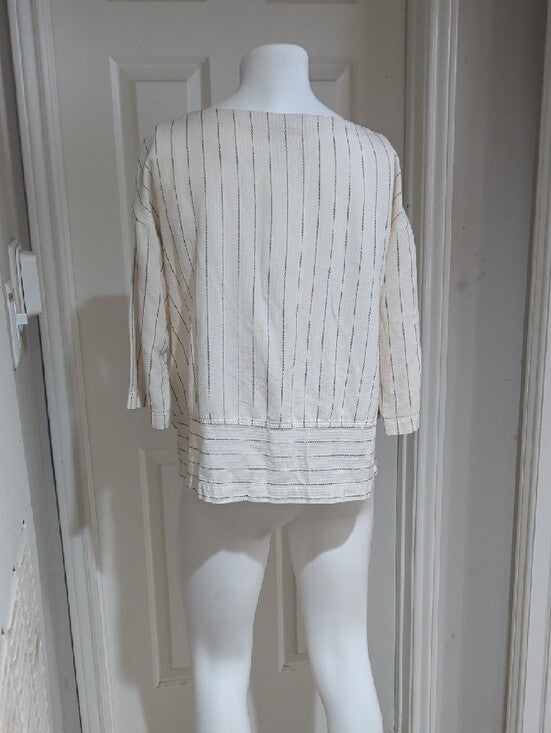 Eileen Fisher Cream Striped Boatneck Tunic Women's Small