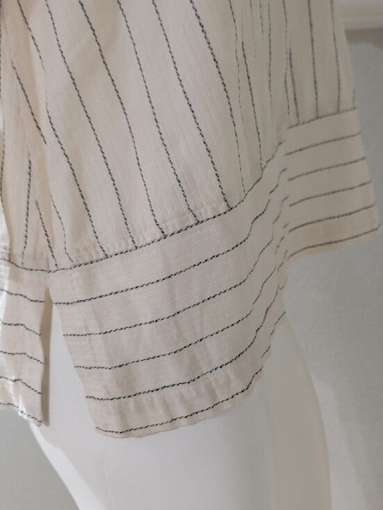 Eileen Fisher Cream Striped Boatneck Tunic Women's Small
