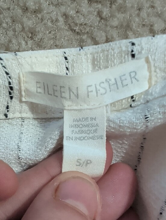 Eileen Fisher Cream Striped Boatneck Tunic Women's Small
