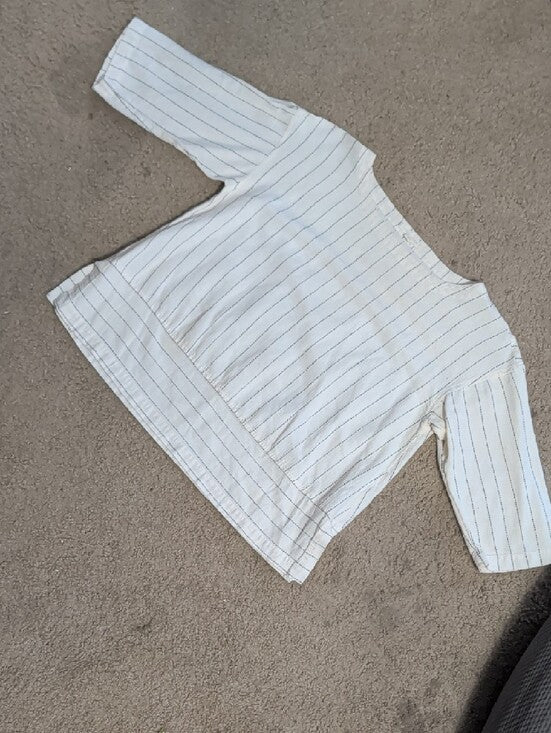 Eileen Fisher Cream Striped Boatneck Tunic Women's Small