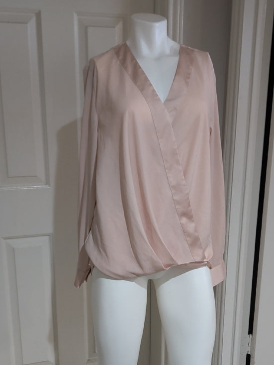 Ann Taylor Soft Blush Wrap-Style Blouse Women's Large